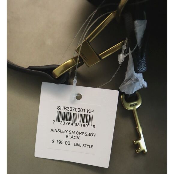Fossil SHB3070001 Women's Black Ainsley LiteHide Leather Sm. Flap Crossbody - Picture 6 of 16